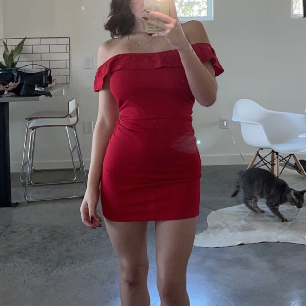 Red Off-Shoulder Dress